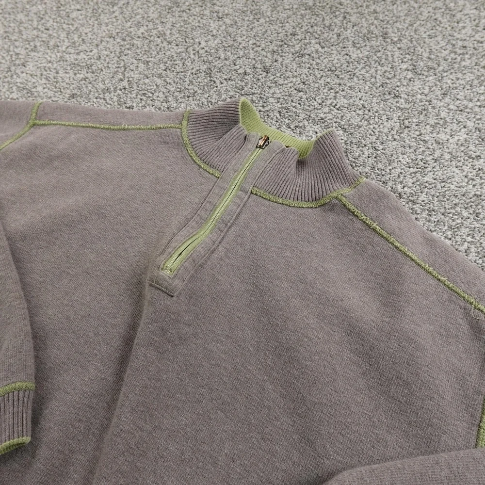 Tommy Bahama Sweater Mens XL Gray 1/4 Zip Mock Neck Knit Pullover Reversible Top